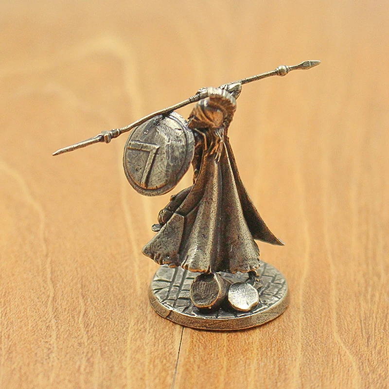 Antike Weiße Messing Spartaner Römische Ritter Figuren Miniaturen Vintage Soldaten Modell Statue Desktop Ornament Geschenk – Detail 2