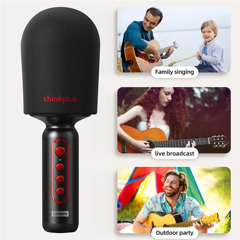 레노버 휴대용 HIFI 사운드 마이크, 무선 블루투스 품질, 가라오케 아티팩트, 휴대폰 라이브 홈, 파티용, M1