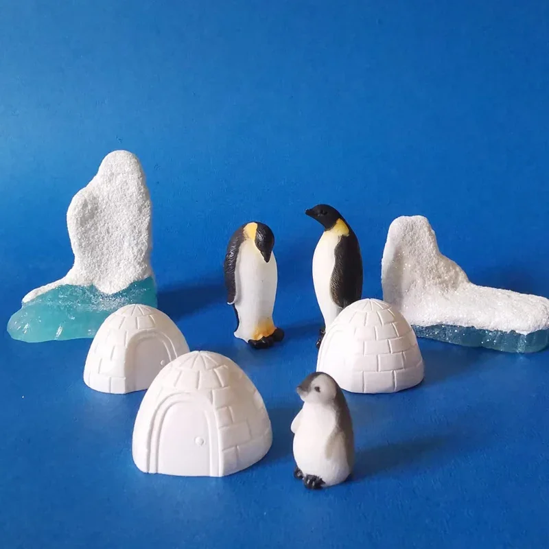 Miniature Figurines, Miniature Ornament, Lucky Cat Statue, Miniature Duck Figurines, Anime Figure Toy, Dragon Statue, Glass Fruit Pendants, Cat Figurine Decoration, Action Figure Toy, Cat Keychain Jewelry-Iceberg Penguin Seal Fantasy Miniatures Lovely Animals Fairy Garden Gnome Moss Terrarium Decor Statue Bonsai Figurine