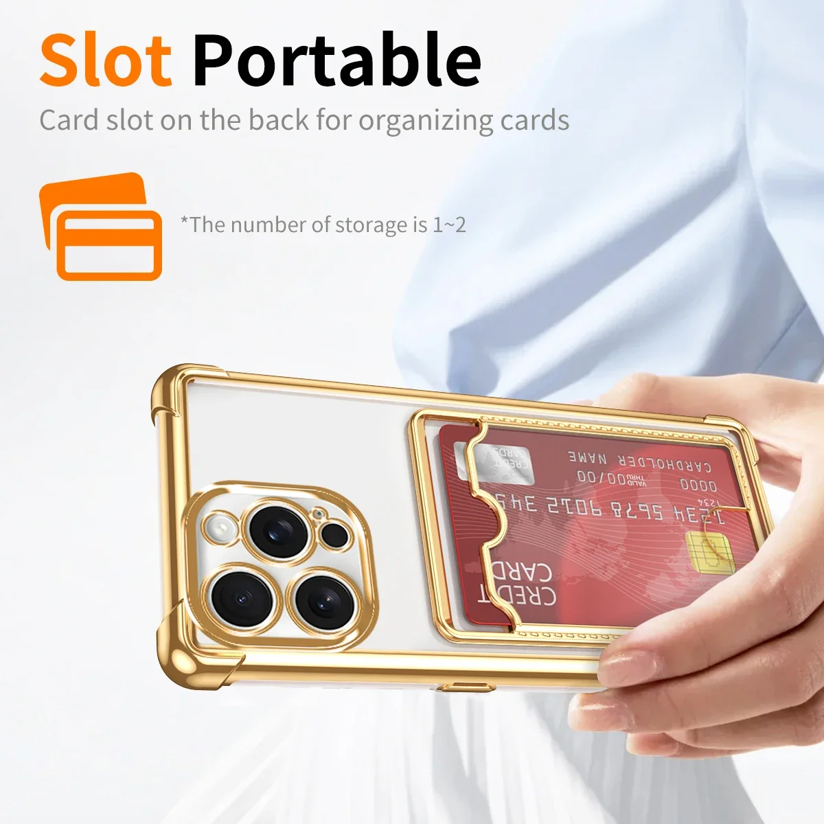Soft Plating Transparent Shockproof Card Holder Bag Case
