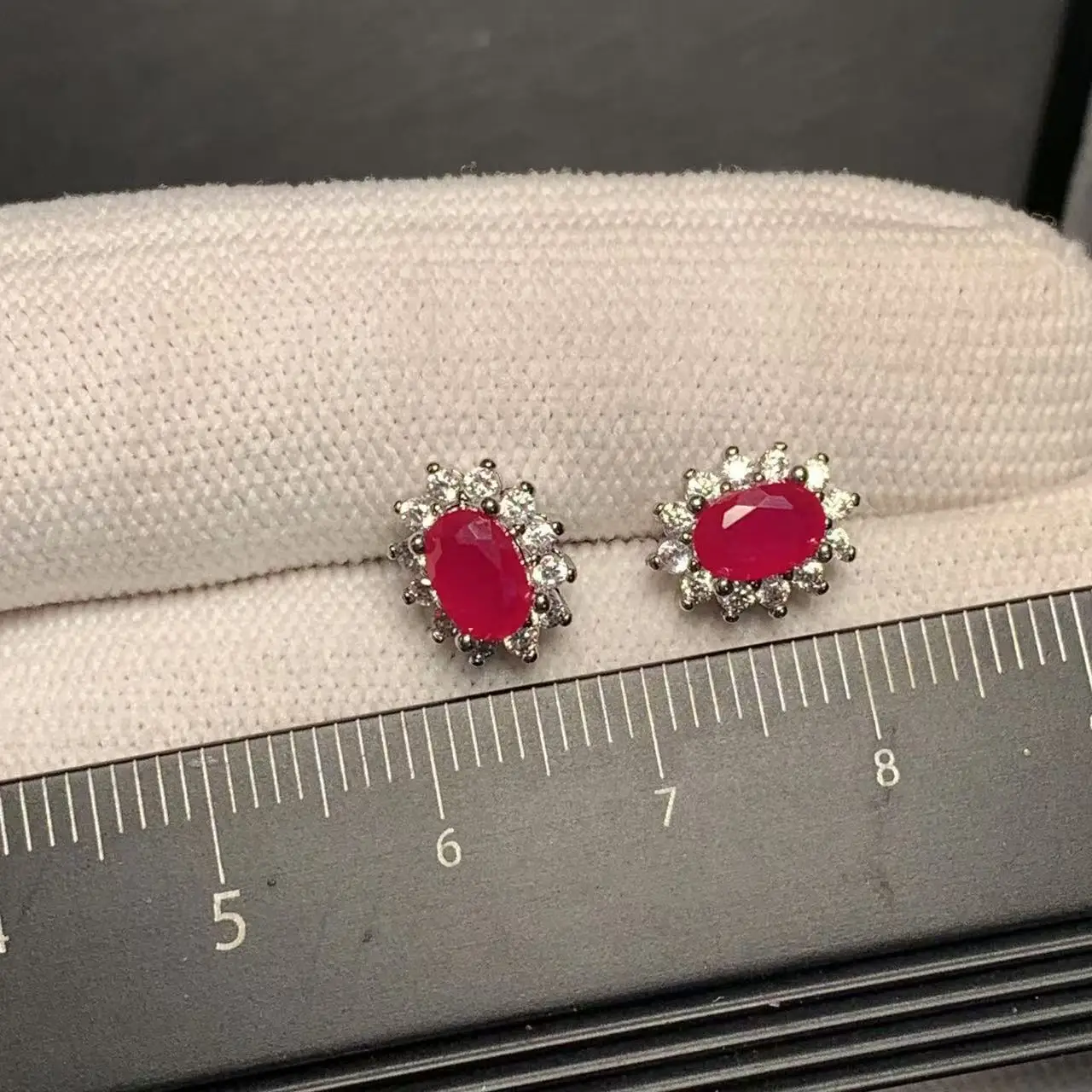 5*3MM Oval Natural Ruby Earrings 925 Silver Stud Earring For Women 925 Sterling Silver Cute Gift Prevent Allergy Fine Jewelry
