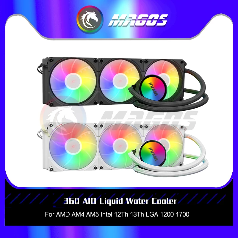 360 CPU AIO Water Cooler 1700 Match 13th 13900K TDP 260W Support LGA 1200  115X AM4 AM5,With Uni Fans 5V ARGB Black/White - AliExpress