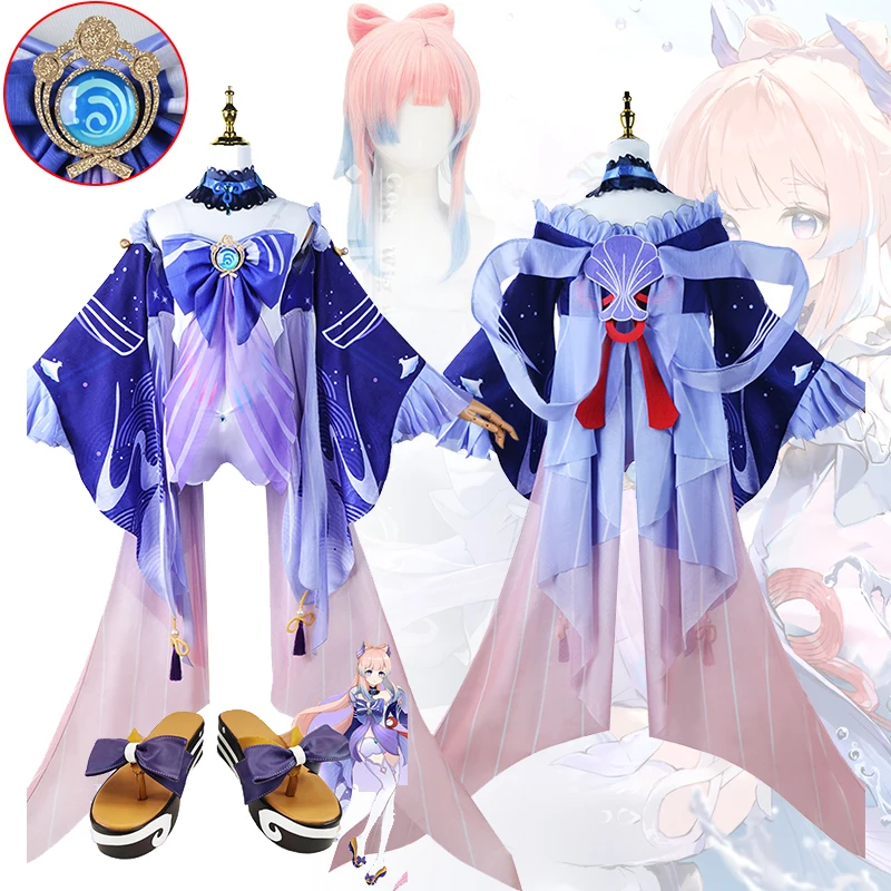 

Sangonomiya Kokomi Cosplay Game Genshin Impact Pearl of Wisdom Costume Special For Carnival Halloween Outfit Dress Wig Full Set