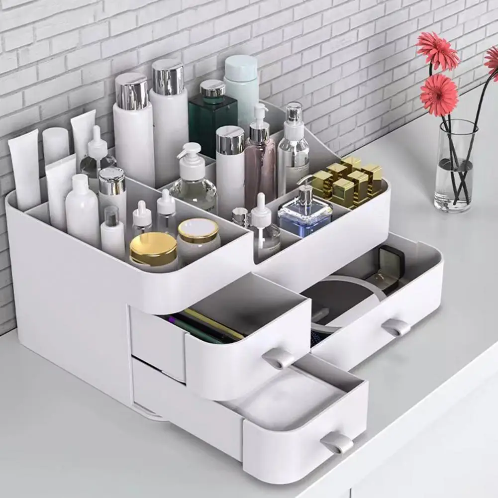 Multi-functional Countertop Storage Box With Drawers Large Capacity Pen Holder And Hair Accessories Desktop Storage Shelf 4
