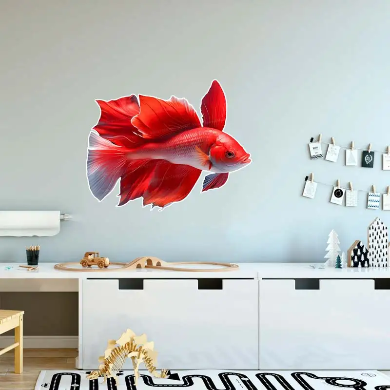 Betta Fish Wall Sticker Bathroom Toilet Decor Living Room Cabinet Refrigerator Home Decoration Decals Stickers S425