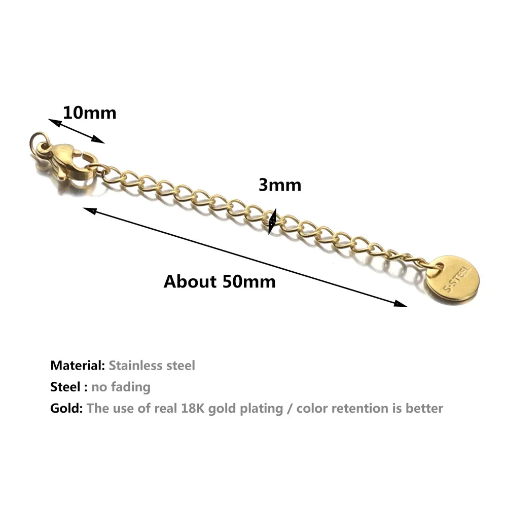 Lobster Clasps 10pcs/lot Stainless Steel Extended Extension Tail Chain Lobster Clasps Connector DIY Jewelry Making Findings Bracelet Necklace