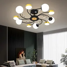 

Modern Glass Ball Ceiling Chandelier Black for Bedroom Living Rroom Children's Pendant Lamp Minimalist Decor Lusters Luminaires