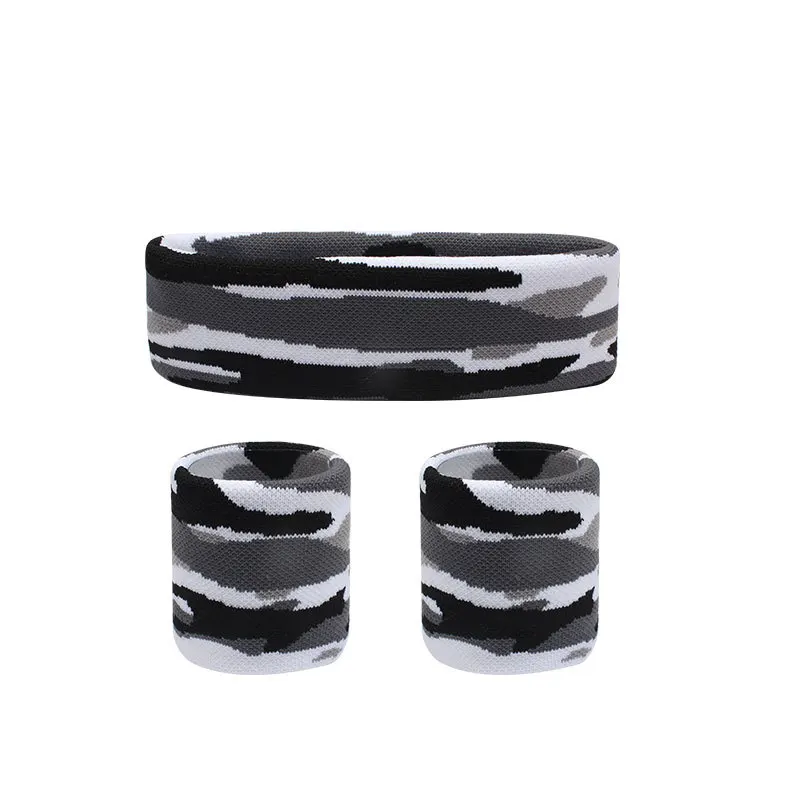 3 개/대 망 머리띠 스포츠 Sweatband 위장 인쇄 스트레치 탄성 손목 지원 팔찌 피트니스 러닝 테니스 Headwrap