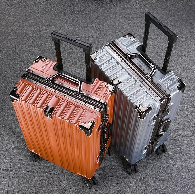 Trolley Luggage 20 24 26 28 inch Aluminum Frame Rolling Luggage Case Travel Suitcase on Wheels Combination Lock Carry on travel bag pull bar suitcase