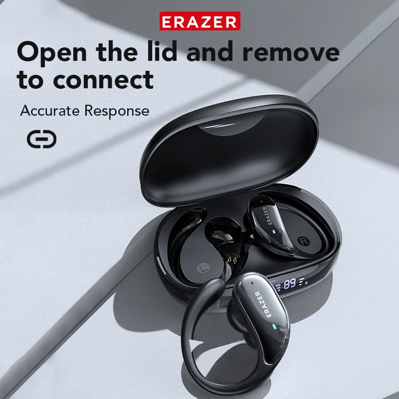 Erazer XT80 무선 이어폰 Bluetooth 스포츠 TWS 소음 감소 이어 버드 헤드셋 HiFi 스테레오 무선 헤드폰