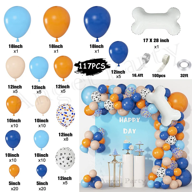 117pcs Bluey Theme Birthday Party Supplies Balloon Garland Arch Set Latex  Dog Bone Balloon Baby Shower Bluey Birthday Decoration - AliExpress