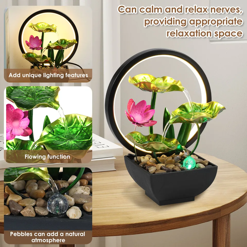 Fontaine De Table Zen Avec éclairage LED - Alimentation USB, Ambiance Eau & Lumière | Décoration Bureau, Méditation