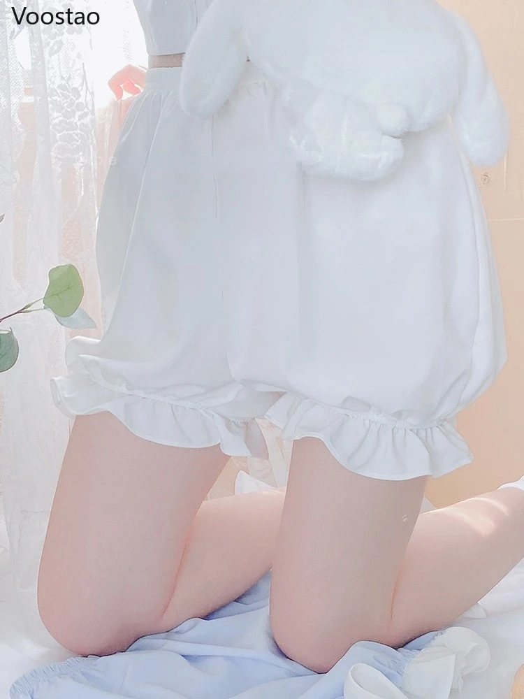 Sweet Chic Lolita Safety Shorts Japanese Women Gothic Lace Ruffles Stretchy Underpants Cute Short Pants Girly Kawaii JK Bloomers