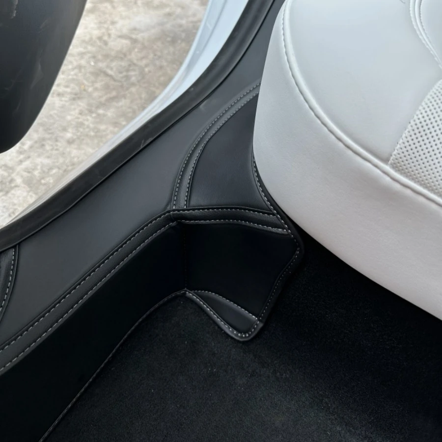 4PCS Black PU Door Sill Protectors For Tesla Model 3 Highland 2024 Scratch-Resistant For New Model 3 Interior Car Protection