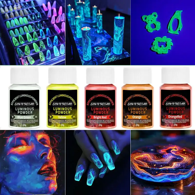 Efficient Luminous Powder Kits Bright Luminescent Powder Glow In The Dark Resin Filler Pigment Nail Art DIY Resin Jewelry Making