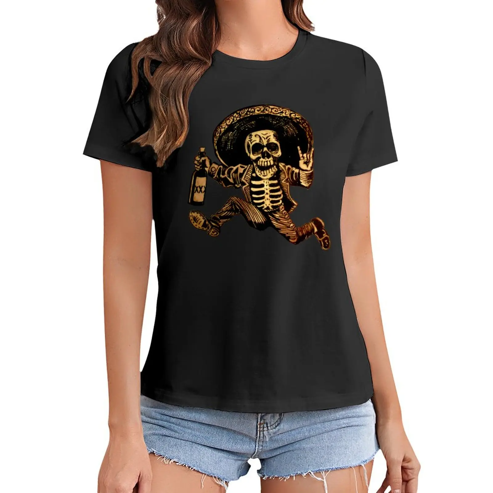 

Posada Day of the Dead Outlaw T-Shirt plus sizes funny white t-shirts for Women