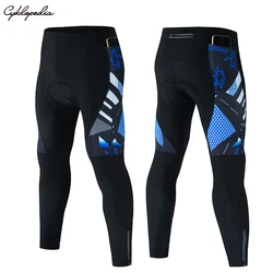 3 Pockets Pro Shockproof Bicycle Long Pants Cycling Bibs trousers Mountain Bike Breathable Men's Gel Padded Bike Tights Triathlo