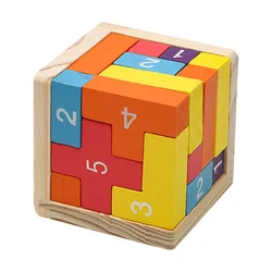 Vibrant Wooden Puzzle Blocks - 3D Brain Teaser (Colorful)