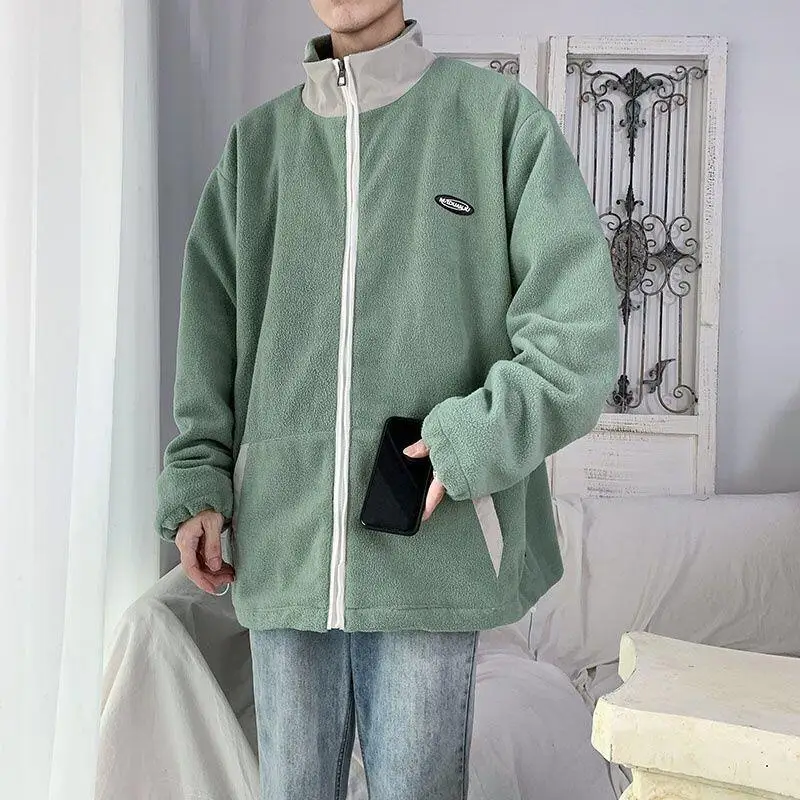 Spring Autumn Solid Color Fashion Long Sleeve Jacket Man High Street Casual Zipper Pockets Cardigan Korean Style All-match Tops