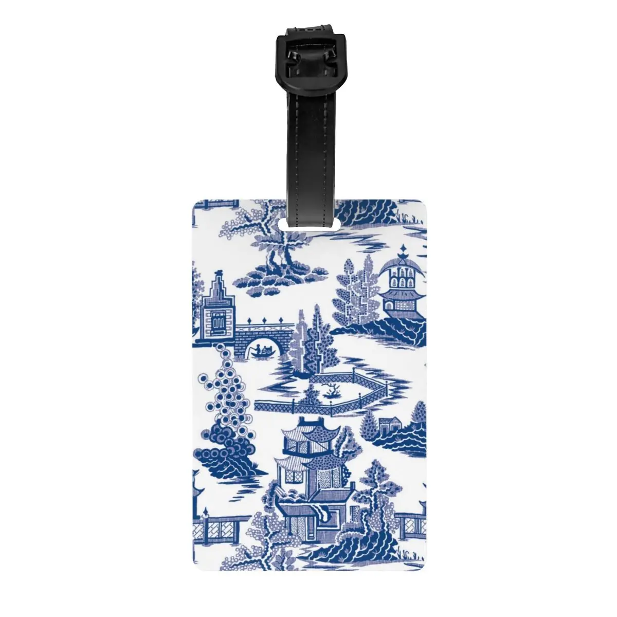 

Custom Blue Willow Ancient Ming Porcelain Luggage Tag for Suitcases Chinoiserie Pattern Baggage Tags Privacy Cover Name ID Card