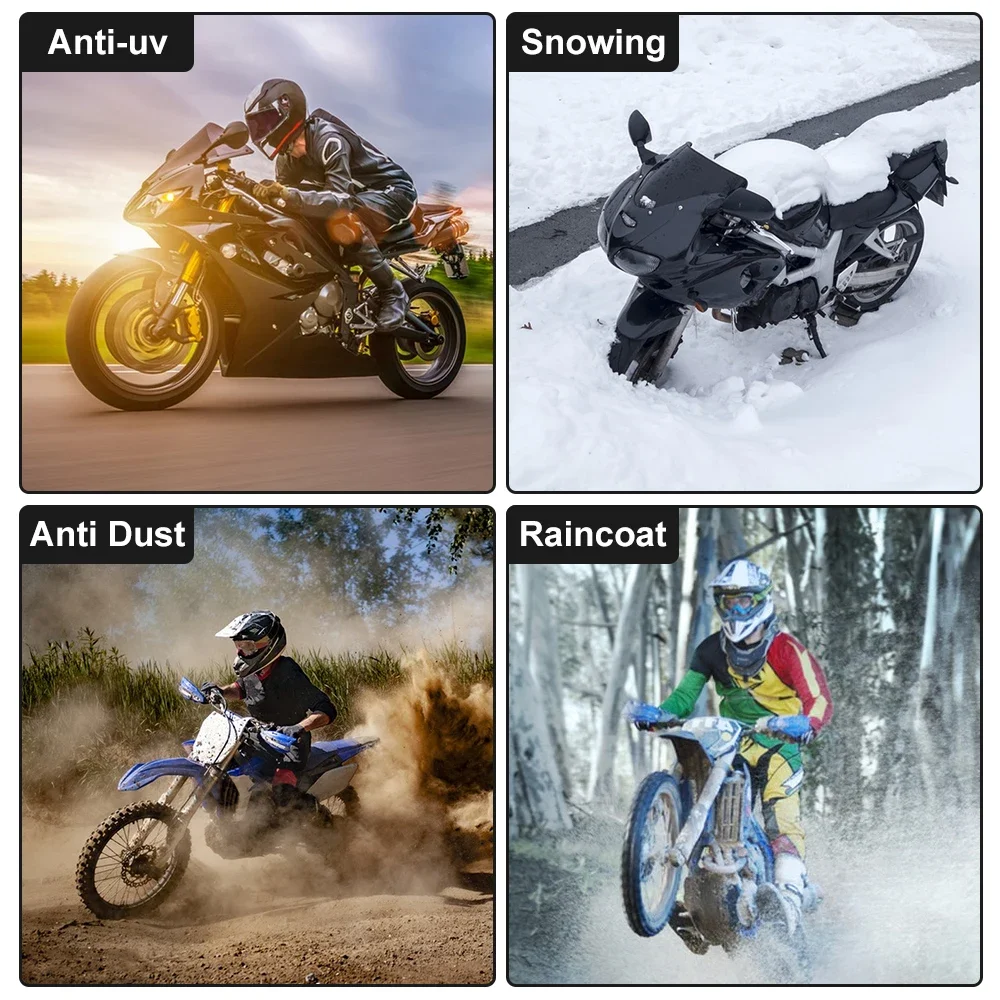 Waterproof Motorcycle Cover All Season Dustproof UV Resistant Scooter Cover 190T Fabric Outdoor Indoor Motorbike Protection