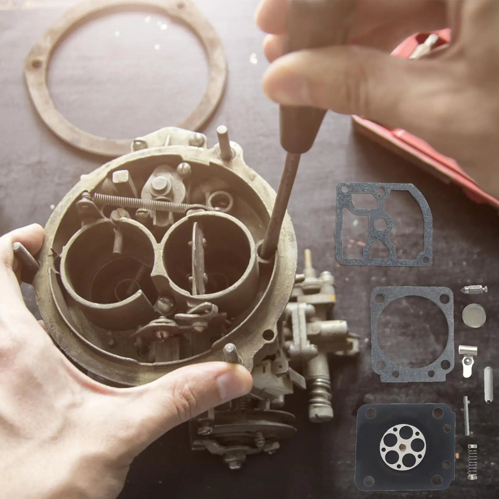 Motorcycle Carburetor Repair Kit For RB-129 Chainsaw Carburetor Rebuild Spare Replacement Part Compatible RB-129 C1M-W26 C1M-W26