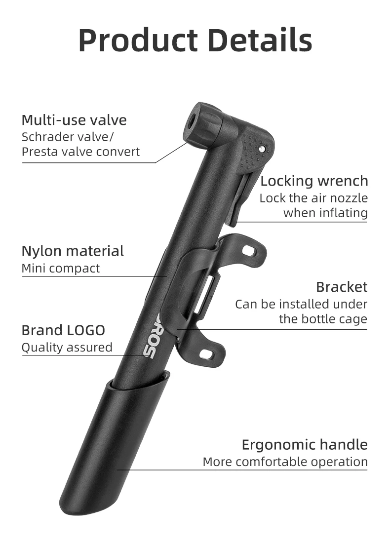 Bicycle Pump Portable 80-100PSI Easy Operation Mini High Pressure - Bicycle pump - 2