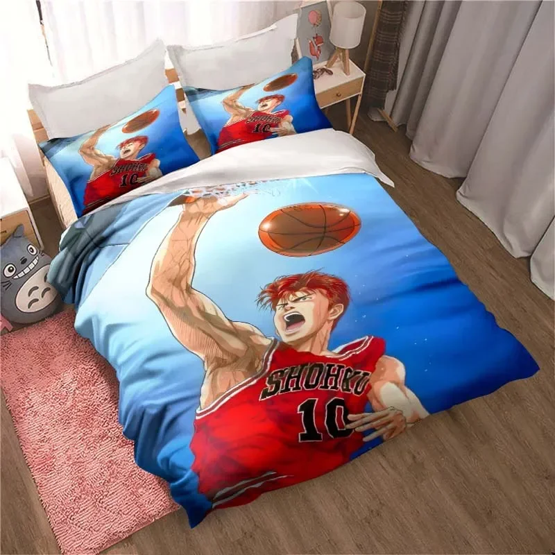 Slam Dunk Cartoon bedruckte Bettwäsche-Sets, exquisites Bettzubehör-Set, Bettbezug, Bettdecke, Set, Bettwäsche-Set, Luxus-Geburtstagsgeschenk – Detail 13