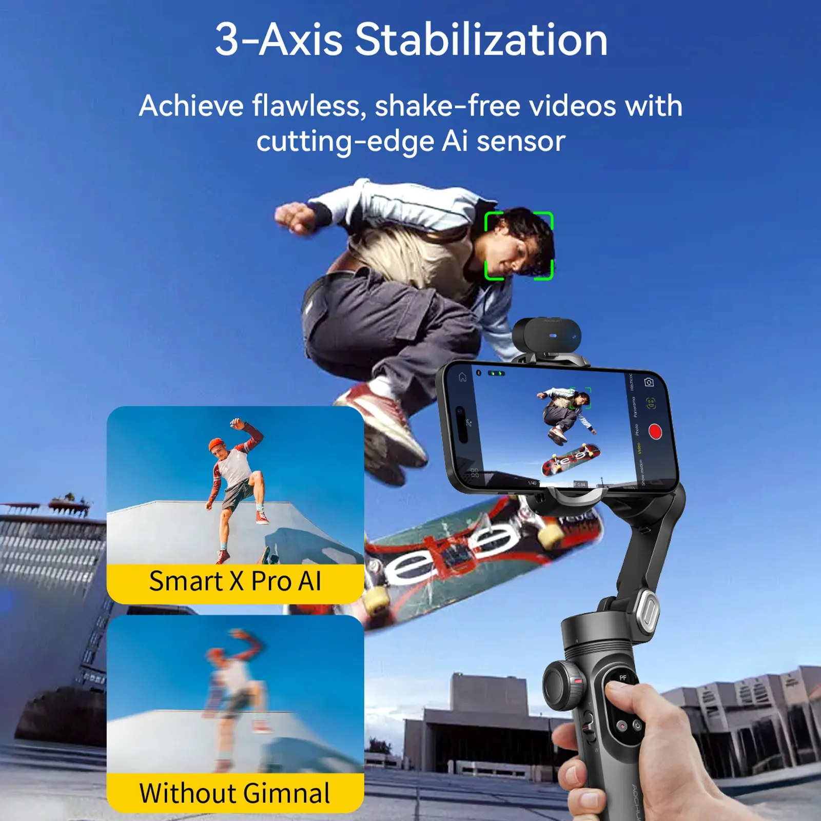 Smart AI X Pro ブラック ジンバル スタビライザー Amazon.com: Gimbal Stabilizer for Smartphone,LED Light OLED