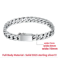 Bracelet en argent Sterling 100% S925, 8MM, Punk, bijoux en argent S925, ne se décolore jamais, certificat de transport, bijoux cadeaux pour hommes et femmes 3