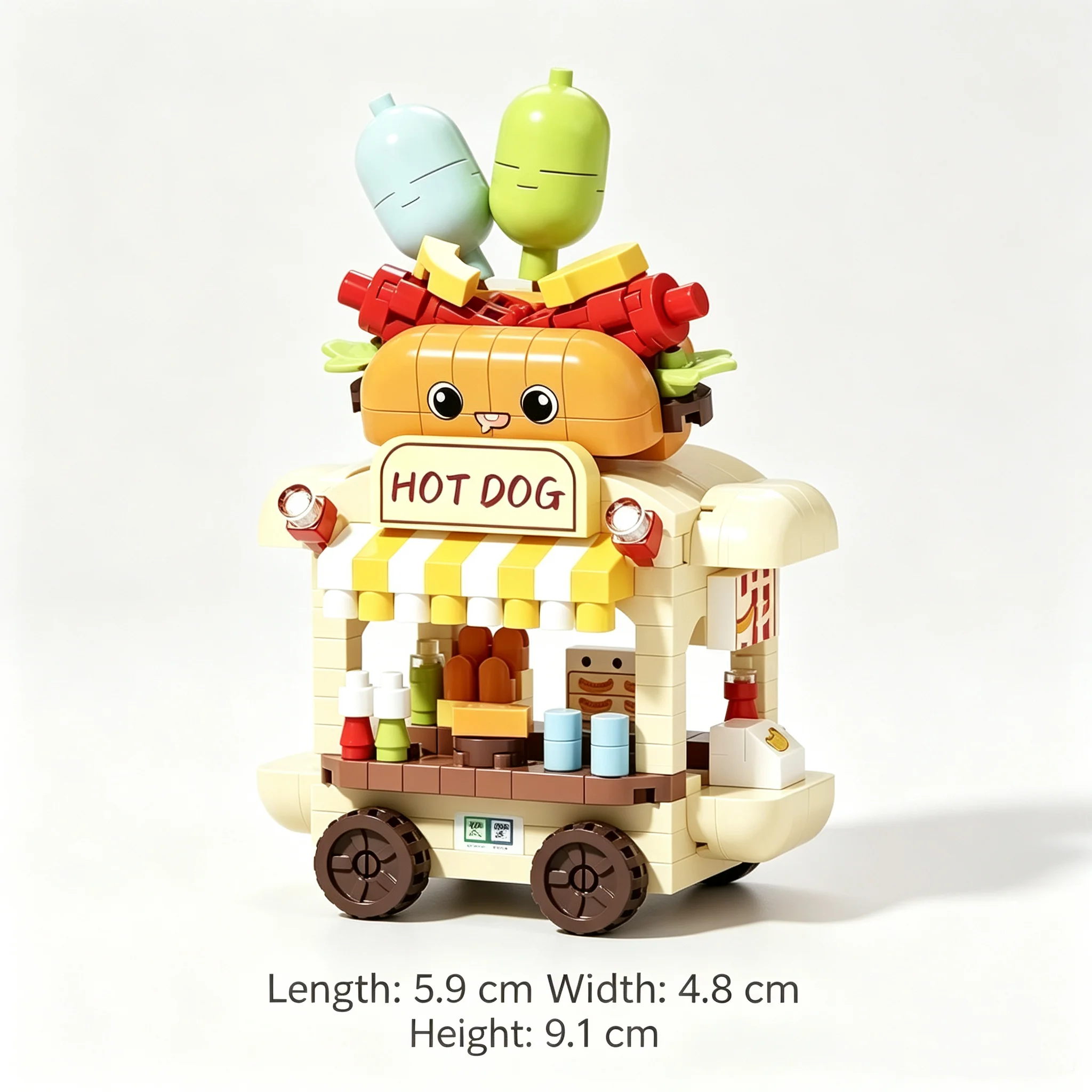 Miniature Snack Cart Building Blocks - DIY Street Food Stall Ornament
