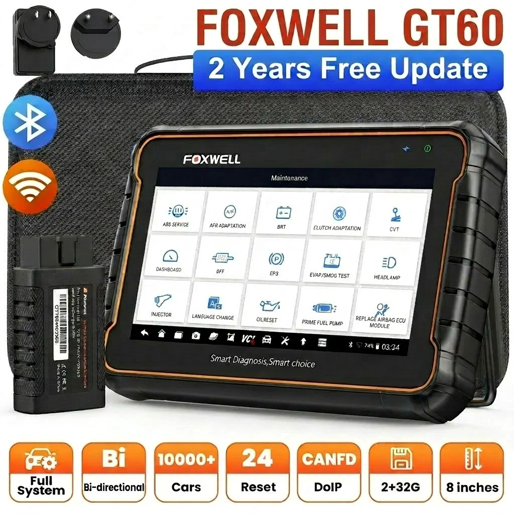 Foxwell GT60 OBD2 Escáner automotriz 24+ Reinicio ABS SAS TPMS Reinicio ODB 2 OBD2 Escáner Bluetooth Herramienta de diagnóstico de todos los sistemas