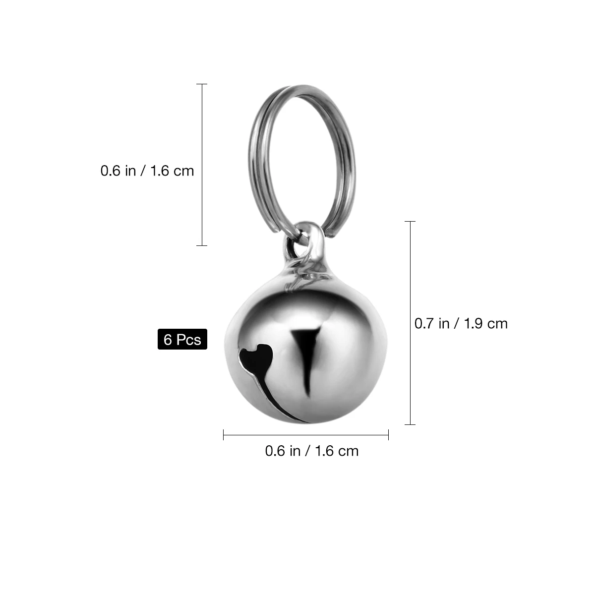 6pcs 16MM Cat Dog Bell For Cat Bells Pendant Bells Copper Bell Accessory multiuse Pet Pendan with Key Rings Decoration 6