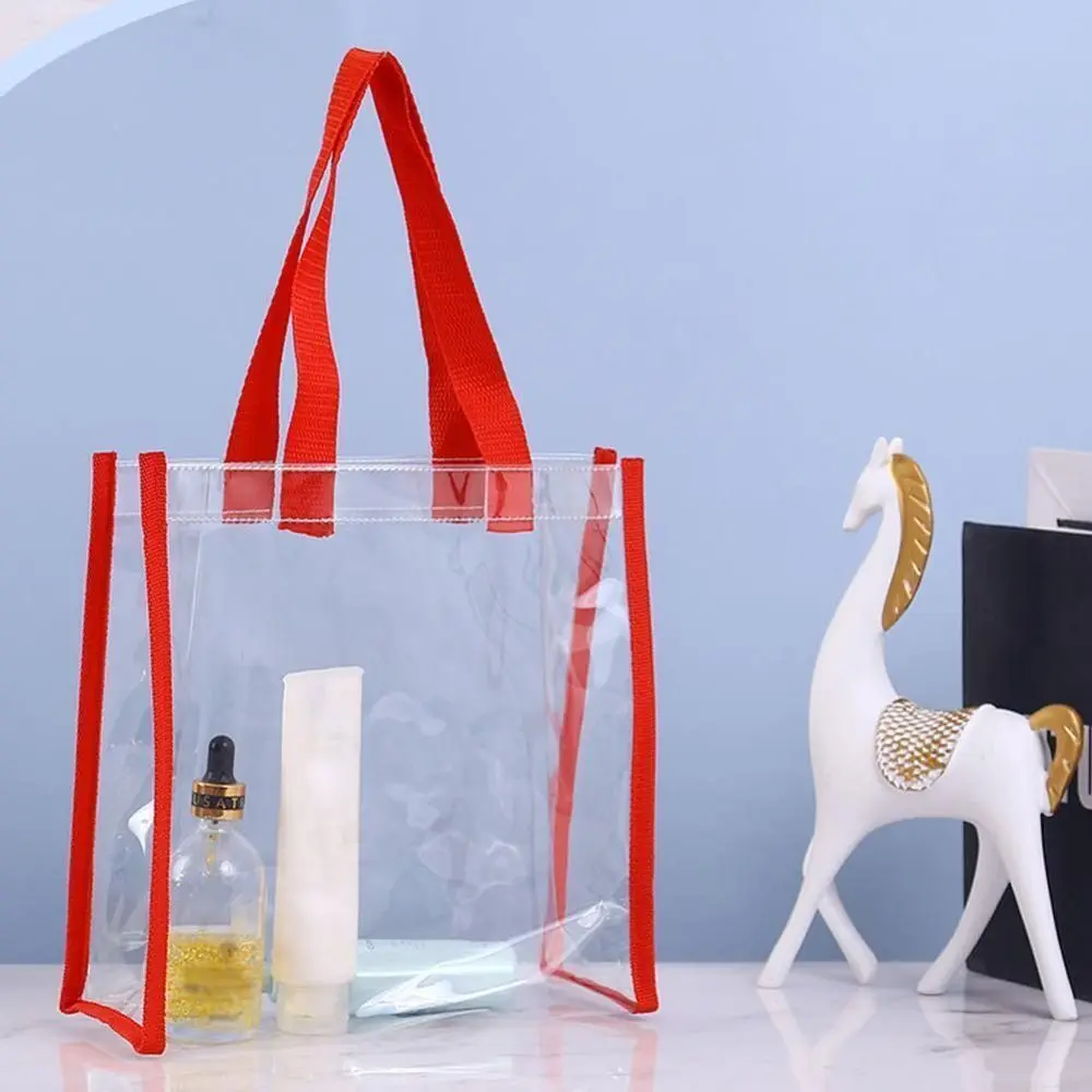 PVC Transparent Klar Einkaufstasche Große Kapazität Auto Genähte Kosmetik Einkaufstasche Kunststoff Zipfel Geschenk Tasche – Detail 7