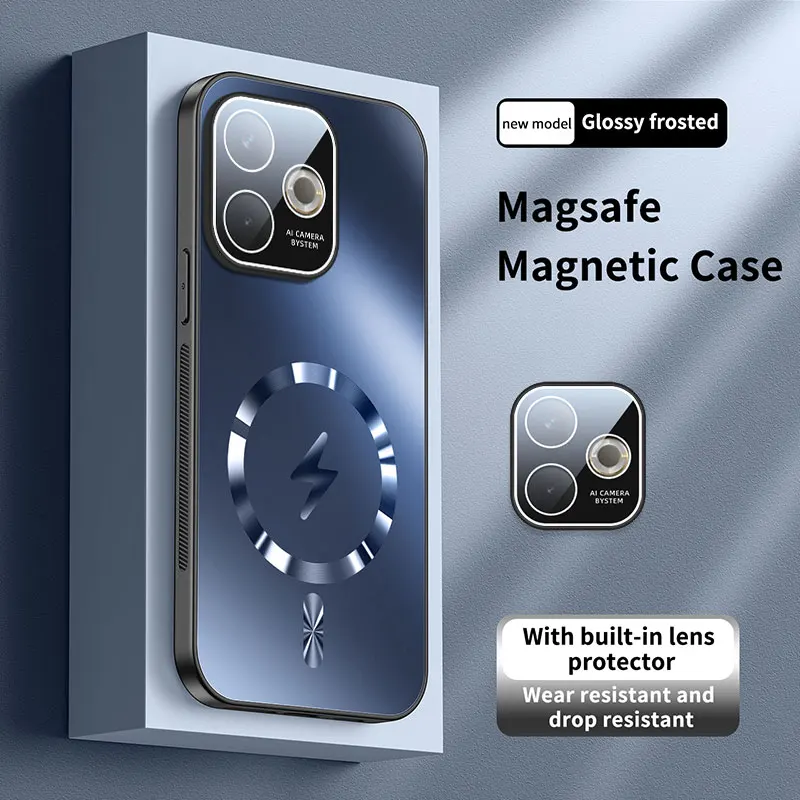 Magnetic Case with Camera Lens Protection & Magsafe Wireless Charging - Matte Frosted Back Cover