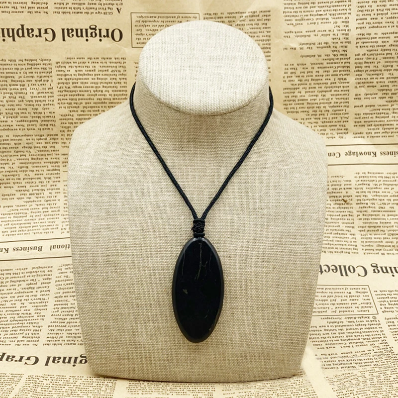 New Design Shungite Olive Shaped Pendant Exotic Energy Stone for Healing Handmade Pendant
