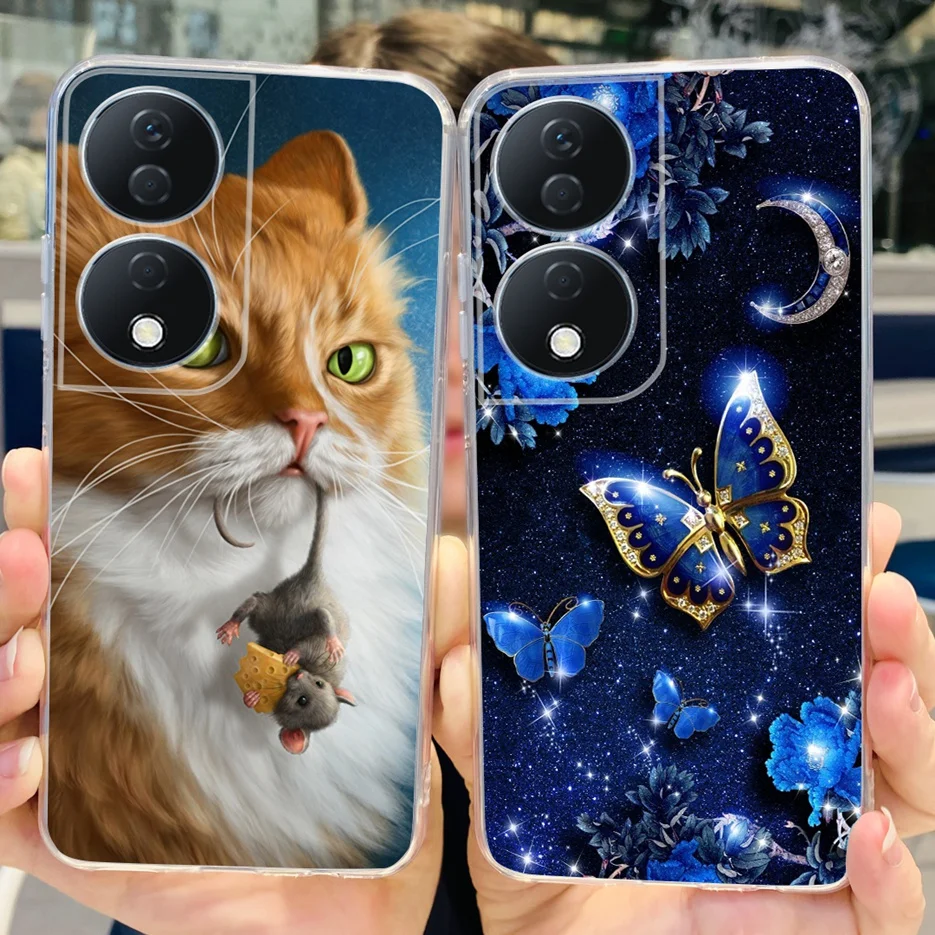 Cute Cat & Butterfly Painted Soft Silicone Phone Case -