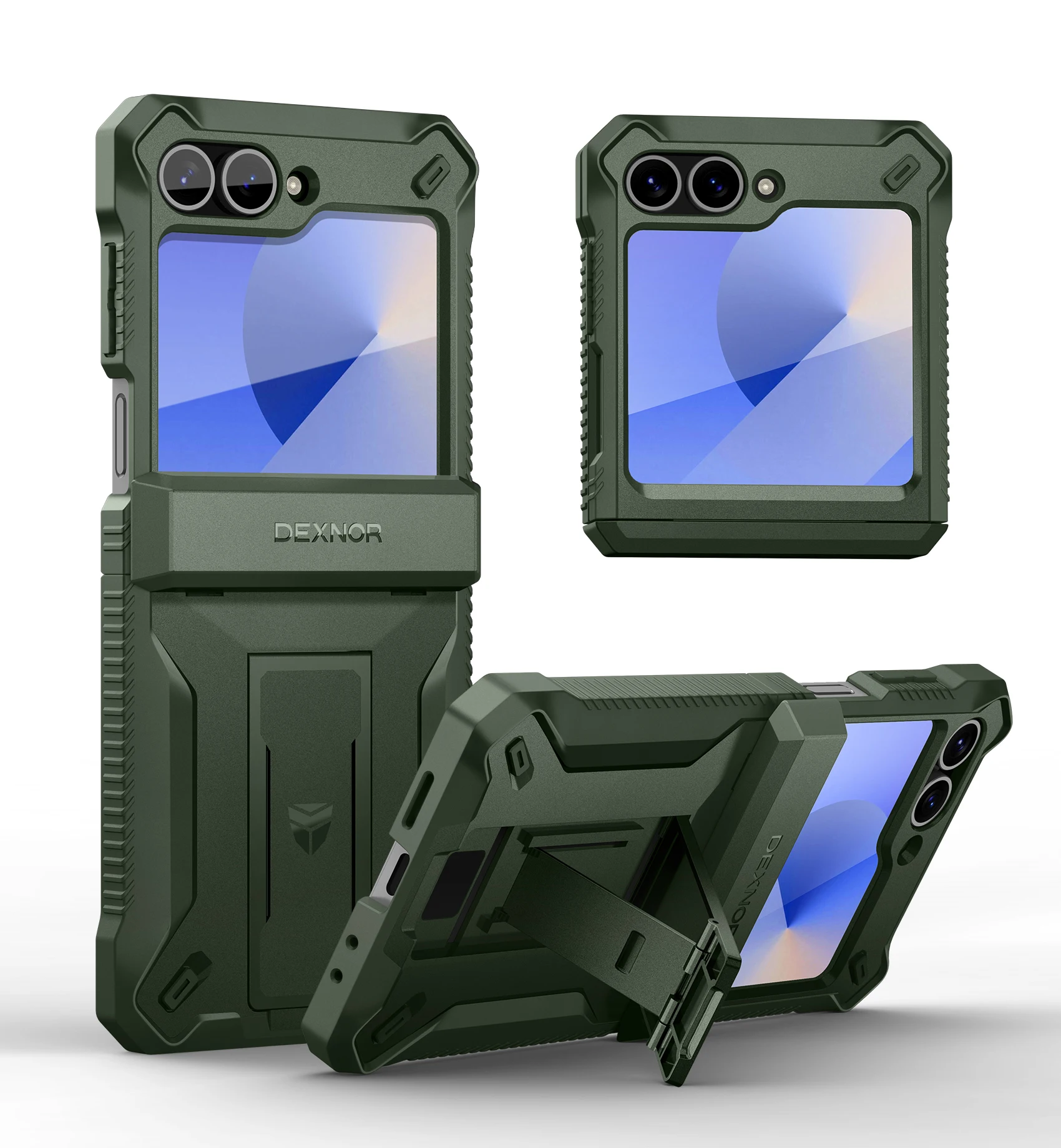 Dexnor Rugged Shockproof Case with Hinge Protection and Kickstand