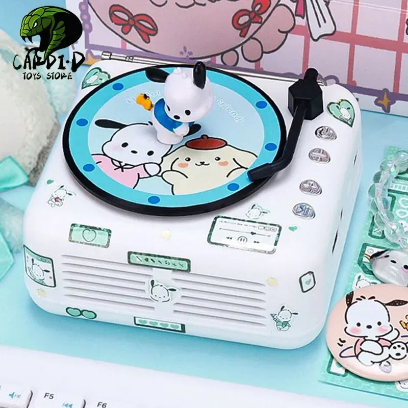 Sanrio Hello Kitty Figures Melody Action Figure Pochacco Doll Crayon Shin Chan Toys Jukebox Retro Bluetooth Cd Player Compleanno