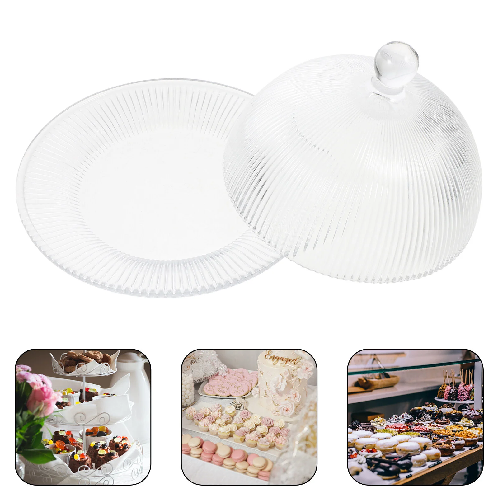 

Cake Stand Cakes Display Tray Glass Dome with Tasting Plate Mini Dessert Plates