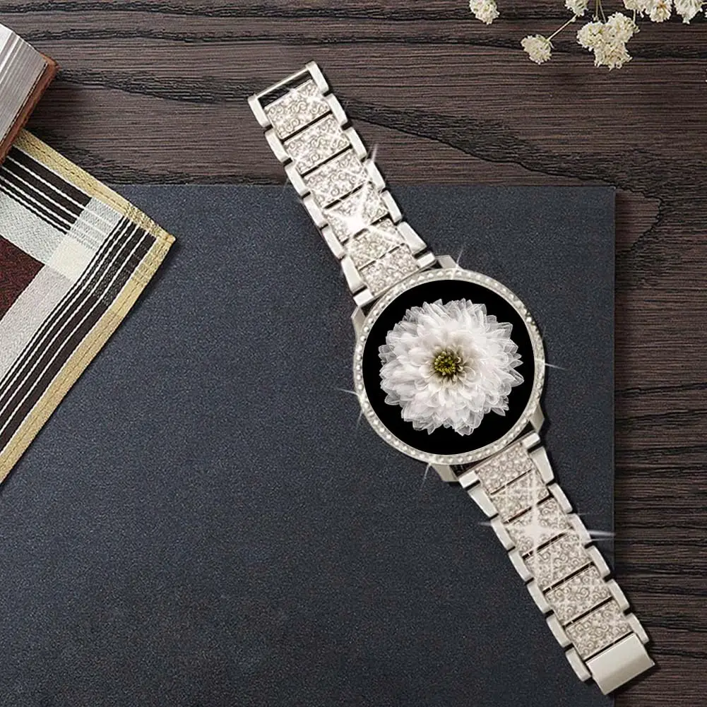 Elegant Diamond Stainless Steel Watch Band Bracelet - Premium Metal Strap Accessory