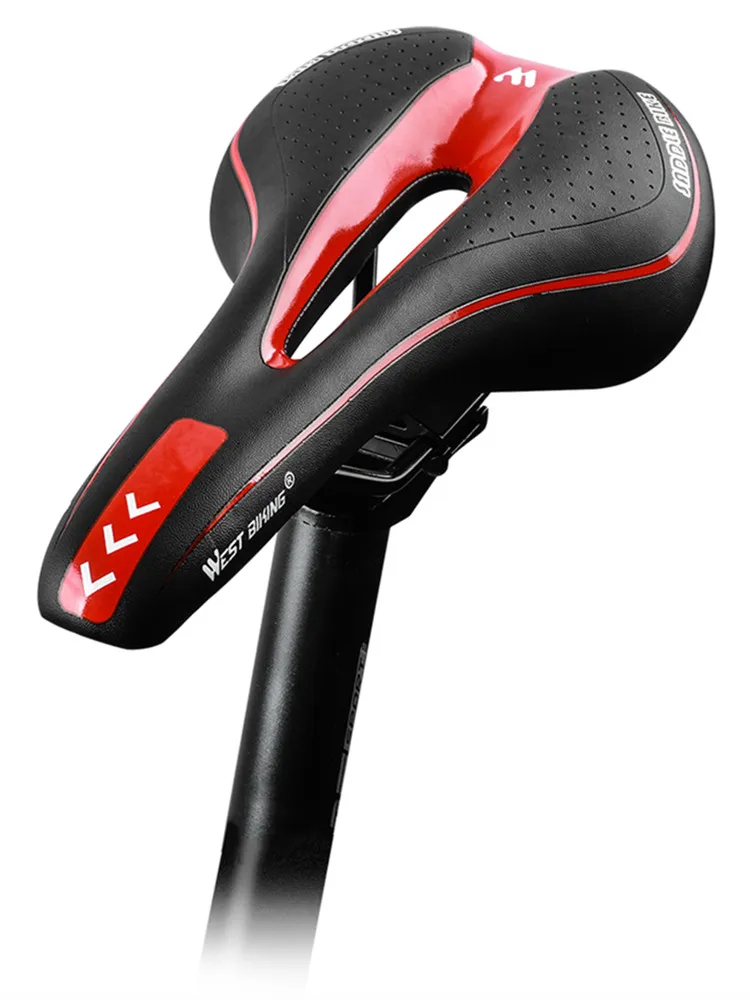 WEST BIKING Bike Saddle MTB Mountain Road Bike Seat PU Leather Gel Filled Cycling Cushion Comfortable Shockproof Bicycle Saddle