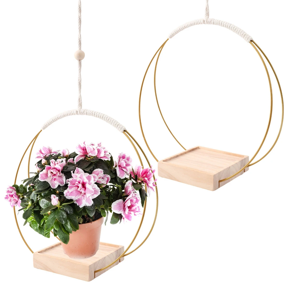 

Wooden Hanging Flower Pot Shelf With Indoor Hanging Flower Pots Balcony Decoration Plants Living Room Shelf Hanging Basket Base