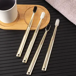 2Pcs Soft Toothbrush Luxury Gold Toothbrushes Adult Tooth Brush Cheap Teeth Cleaning Tools Women Men Couples Dental Brushes