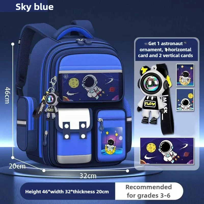Astronaut Cartoon Backpack Grades 3-6 Large Capacity Schoolbag Outdoor Waterproof School Bag Starryscky Student Backpack Mohilas