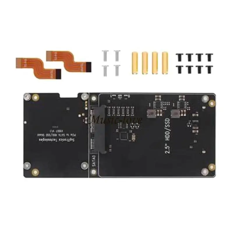 X1007 PCIe-2.5 HDD/SSD 확장 보드(RPI 5 호환 어댑터 보드 203A용 이중 스토리지 지원 포함)