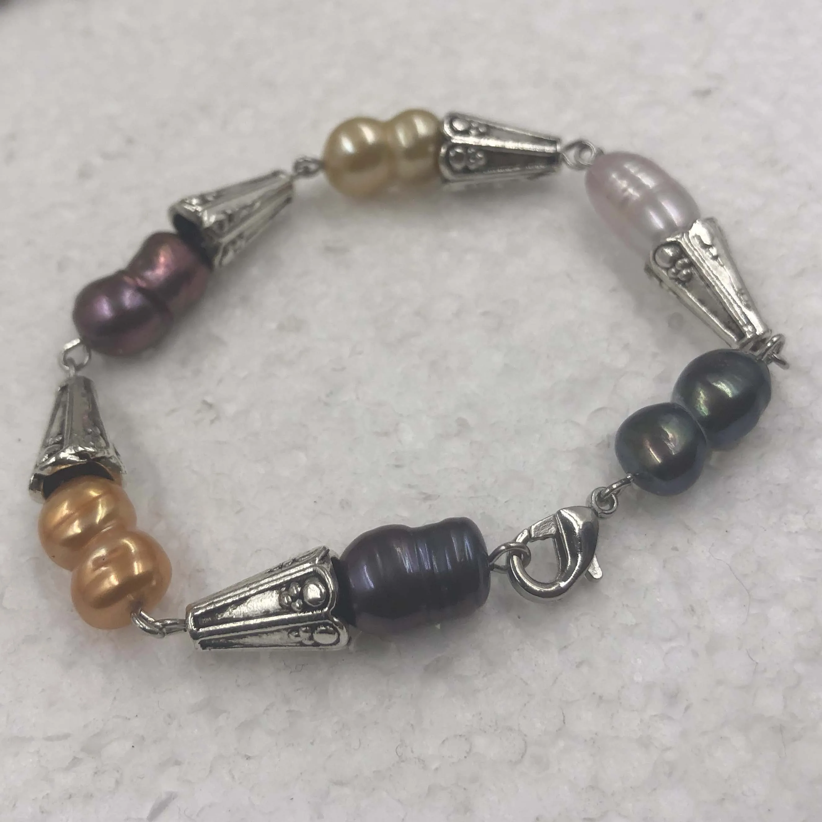 [ELEISPL]  Wholesale 4 Strands Baroque Mixed Freshwater Real Pearl Bracelets  #22010125