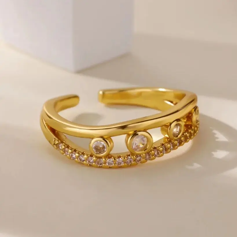 Crystal Design Rings For Women Gold Stainless Steel