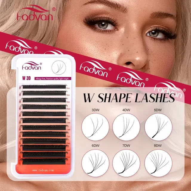 Fadvan 3D/4D/5D/6D/7D/8D W Shape Eyelash Extension Natural Faux Mink Lashes Premade Volume Fan False Eyelashes Makeup Supplies