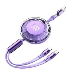 High - Power Retractable Fast Charging Cable with Multi - Port Adaptability (PURPLE)